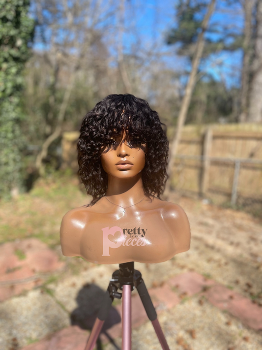 Curly Bang Bob Full Cap Unit RTS(Final Sale)
