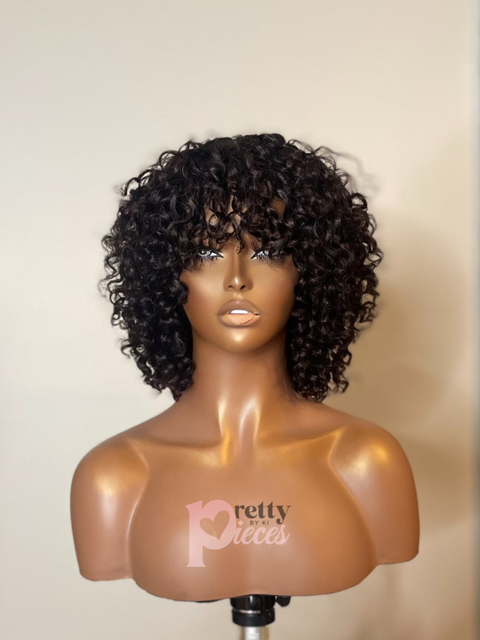 Curly Bang Full Cap Unit RTS (custom)