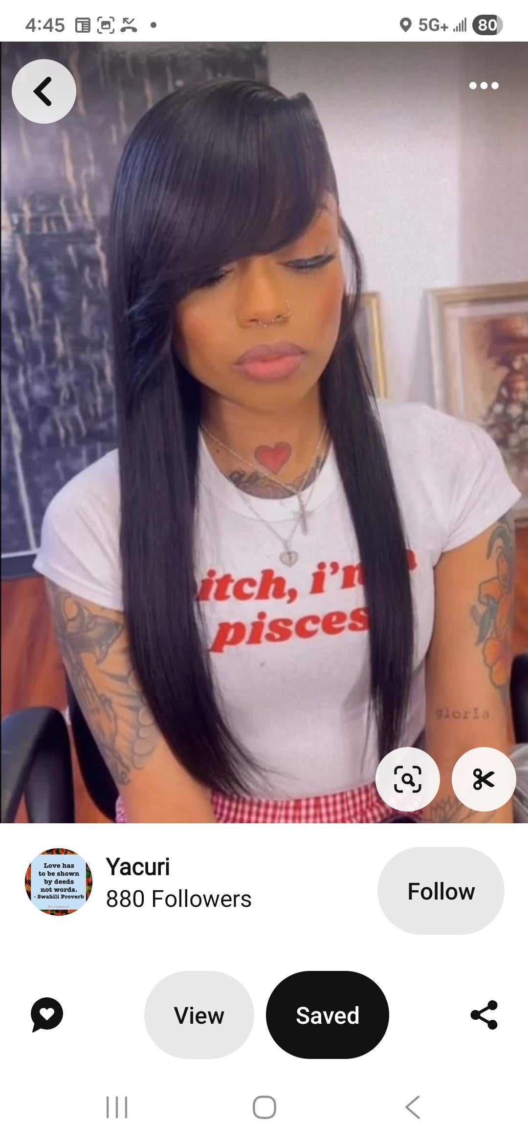 Inspiration photo for custom made (add on left side part bang)