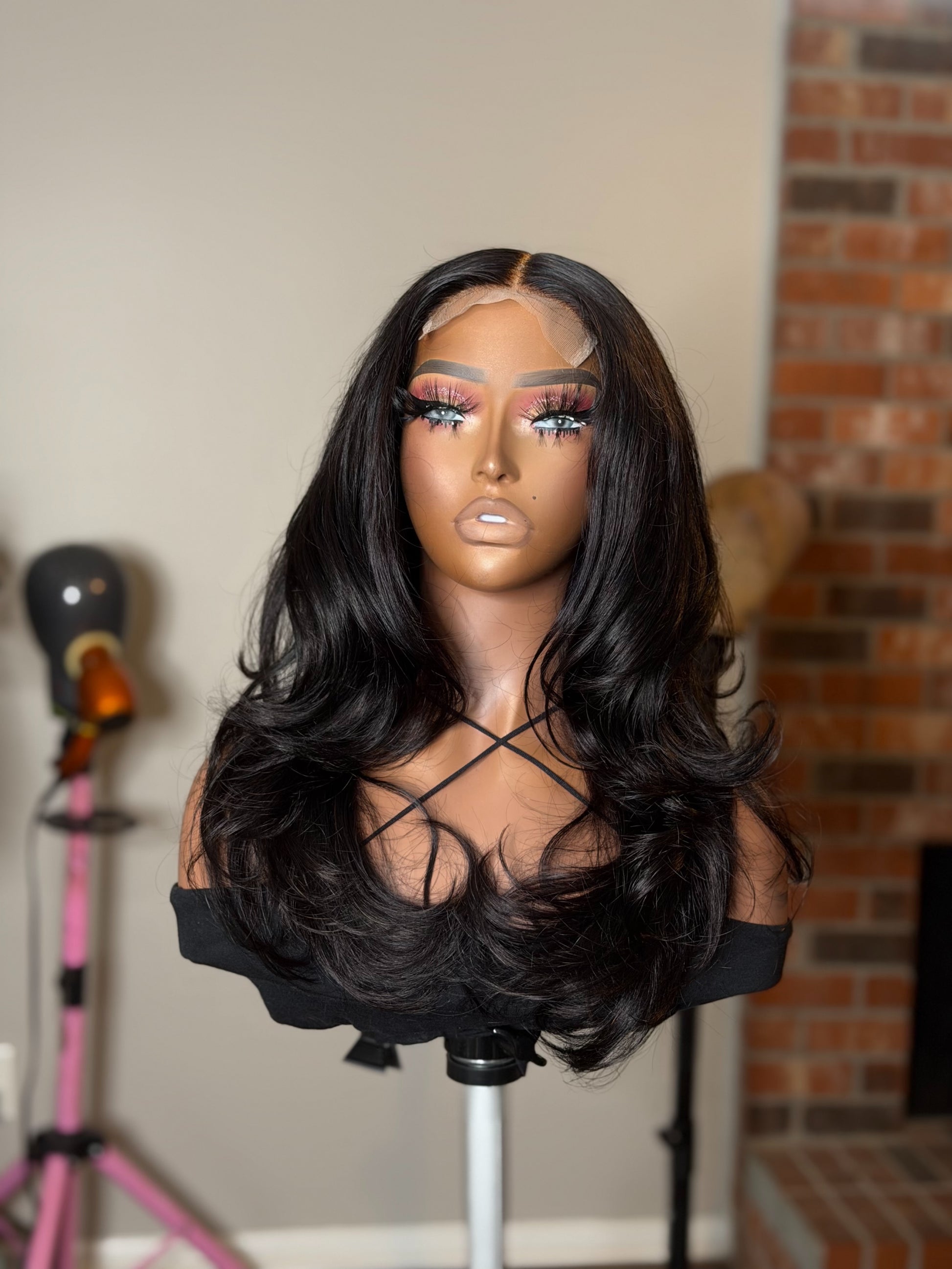 Front view of Jamila Ready-to-Ship layered glueless wig with soft face-framing layers.