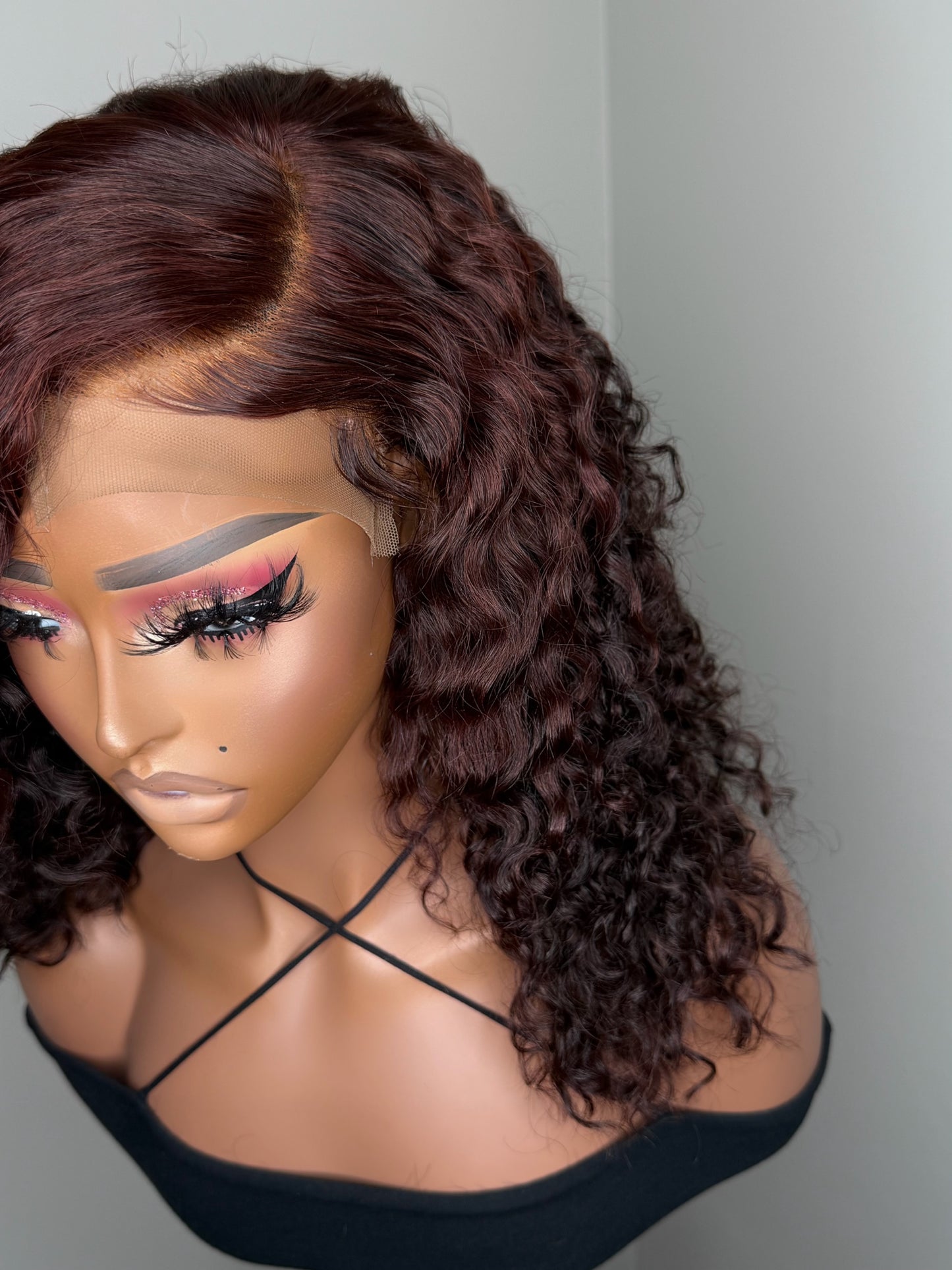 Simone | Custom Wine Kinky Curly Glueless Closure Wig (Ready to Ship)