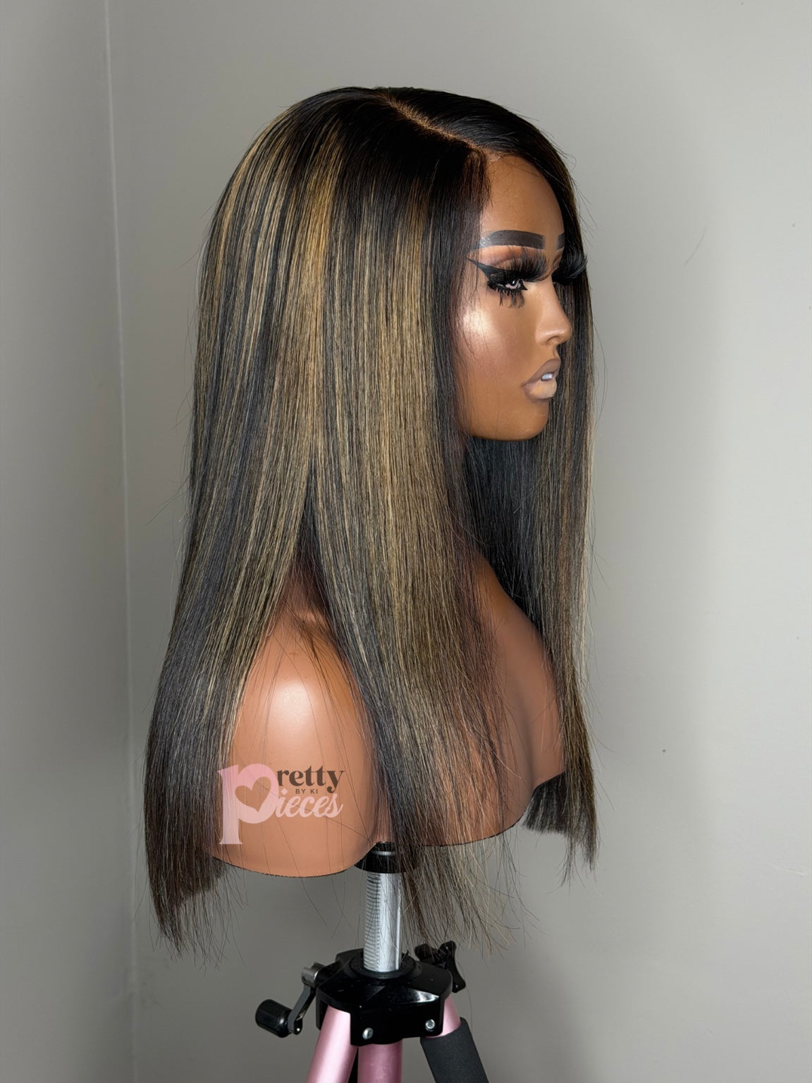 Aylin pre-loved highlighted wig right-side profile showing crown highlights