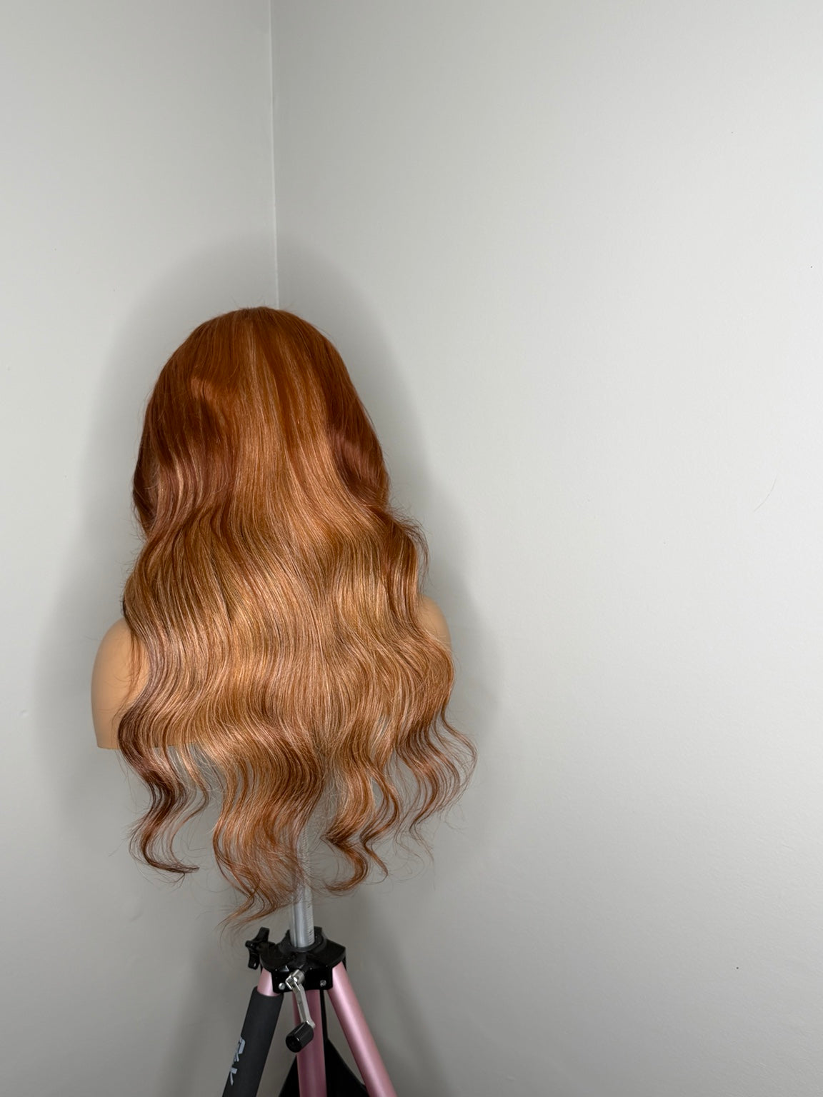 Warm auburn copper long lace wig back angle