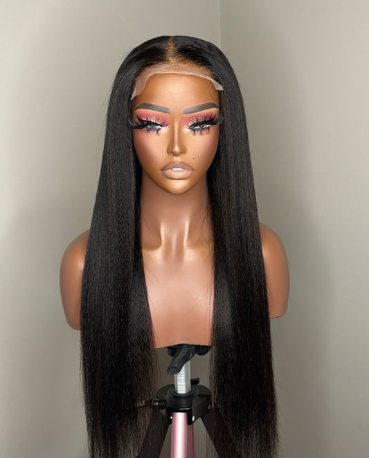 Neesha Natural 22 inch kinky straight closure wig front view